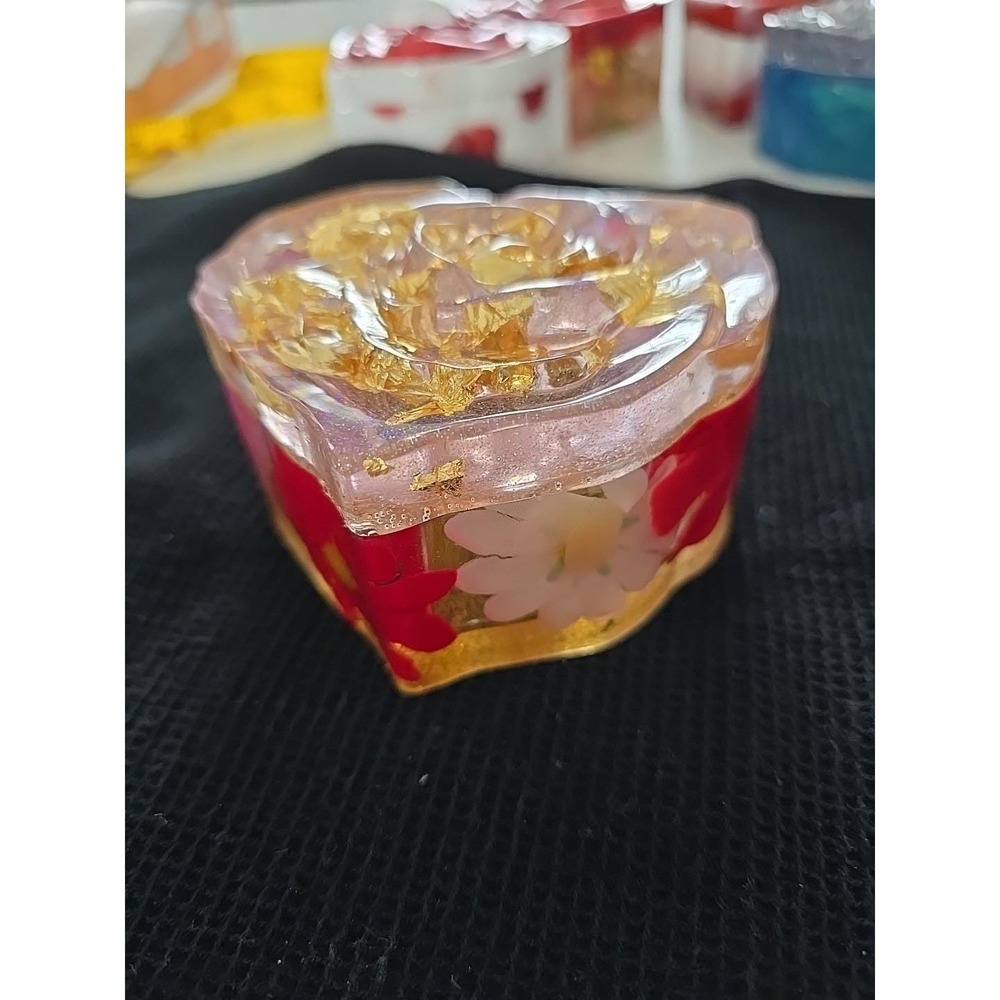 Handmade Resin Heart Shaped Box Valentines Gift Decoration  698